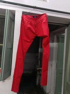 Red Colour Party Wear Jeans Never Used