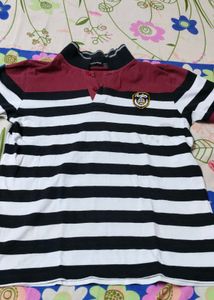 Mens Half Sleeves Polo Neck Striper Tshirt
