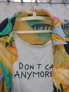 Tropical Print Shirt ,White Top attached  Inside
