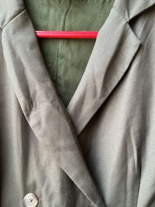 New Olive Green Sleeveless Blazer Dress