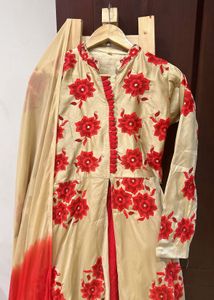 Elegant Red Floral Suit Set