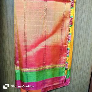 Ethnic Yellow Saree with tassles