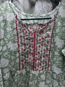 Green Floral Kurta Set