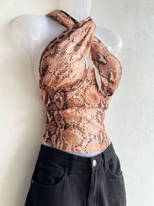 Snake Print Halter Top