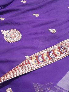 Navy Blue Designer Saree With Blouse