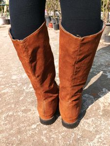 Brown Suede Knee-High Boots