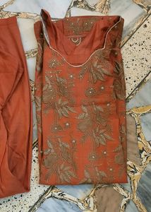 Rust Embroidered Salwar Kameez