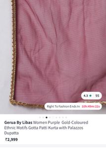 Partywear 3 Piece Kurti Palazzo Dupatta Set