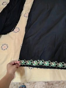 Black Sequin Short Sleeve Kurta With Dupatta