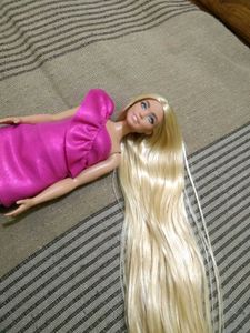 Curvy Barbie with long blond saran hair
