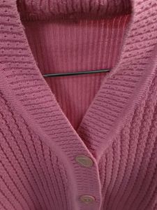 Pink Knit Button-Down Cardigan