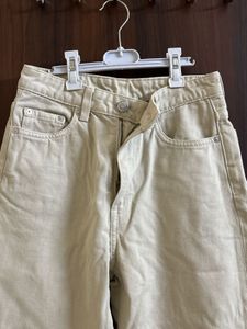 Beige Straight Leg Jeans