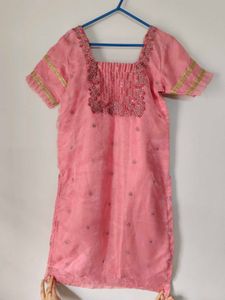 Pink Embroidered Kurta