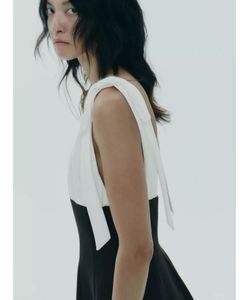 ZARA Contrasting Short Dress With Bows On Straps