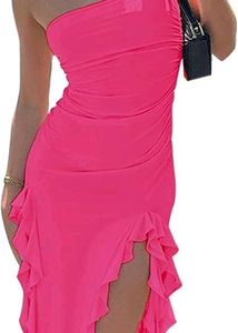 Hot Pink Ruffle Mini Dress