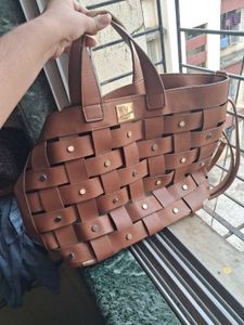 Brown Woven Tote Bag