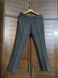 John Players Men Dark Grey Viscose Formal Trouser