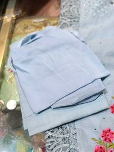 Sky blue floral Dress Material