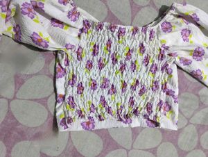 Crop Top With Beautiful Flower Print ...