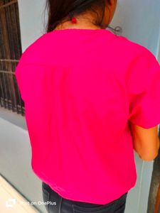 Hot Pink V-Neck Top
