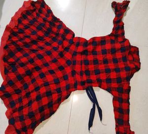 Trendy Red &amp; Black Checked Dress – Stylish Casual