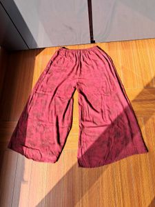 Maroon Patterned Wide Leg Pants
