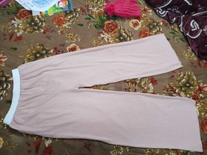 Pink Wide Leg Ribbed Pants