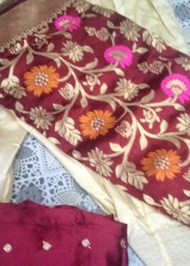 Banarasi Silk Fabric. Length 37