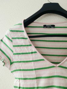Bershka Striped Crop Top