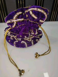 Purple Beaded Pouch
