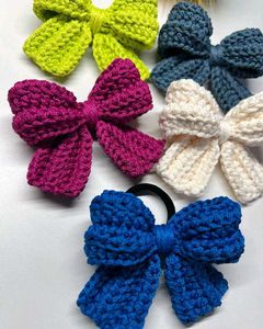 Crochet Bow Hair Ties one random colour