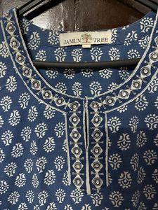 Blue Printed Short Kurti (Jamun Tree Brand)