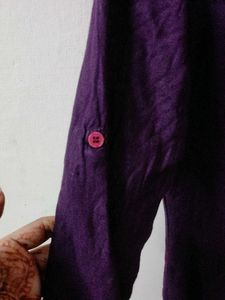 Purple Hi-Low Button-Up Dress
