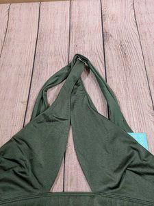 Stylish Halter Olive Bikini Top