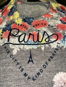 Paris Graphic Print Long Sleeve Top