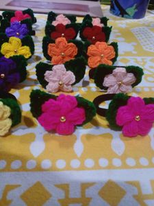 Puff Flower Crochet Hairtie