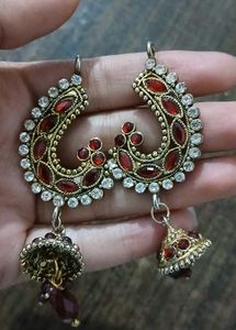 Red Jhumka Earrings