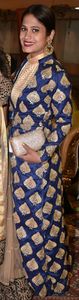 blue&amp;golden long shrug style jacket