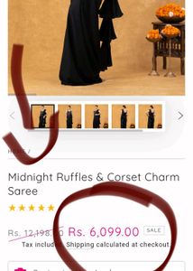 Elegant Black Ruffle Saree 🖤✨