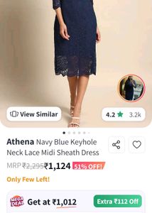 Athena Elegant Navy Lace Midi Dress