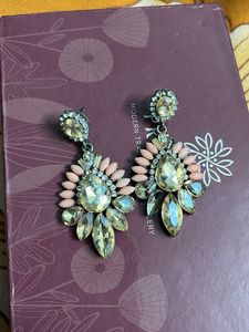 Peach Crystal Fashionable Danglers