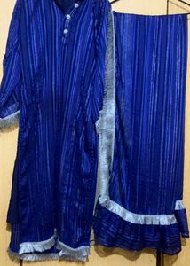 Blue Kurta With Beautiful Dupatta