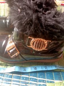 Black Furry Accent Boots show for girls