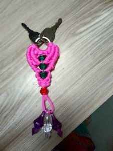 Pink Macrame Keychain