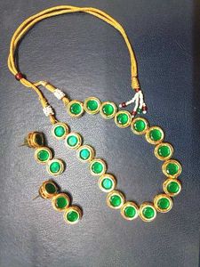 Green Kundan Back Minakari Set