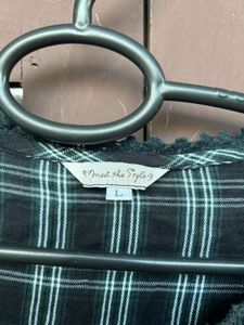 Plaid Tunic Top with Crochet Details