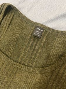 Shein Olive Green Ribbed Top