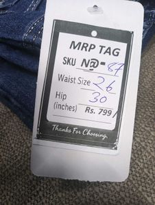 🥰N@87 Size-26 Wide Leg Denim Jeans