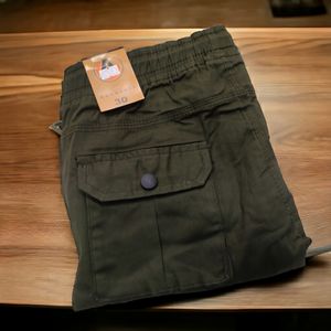 Ankle Length Six Pockets Joggers Green 3