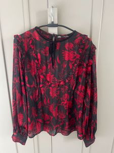 Zara Floral Ruffle Blouse
